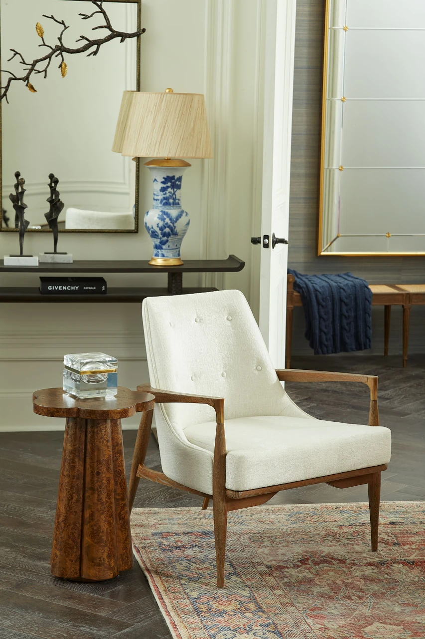 Bastian Lounge Chair, Driftwood and Frosted Alabaster