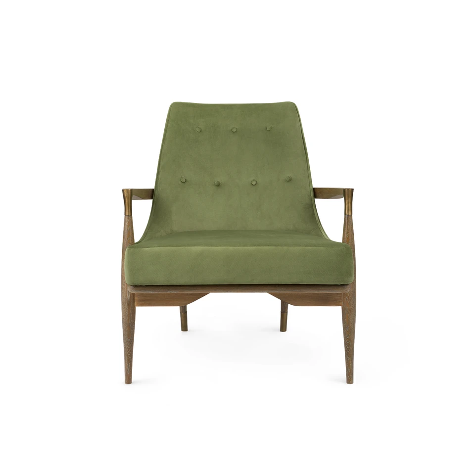Bastian Lounge Chair, Driftwood and Forest Velvet