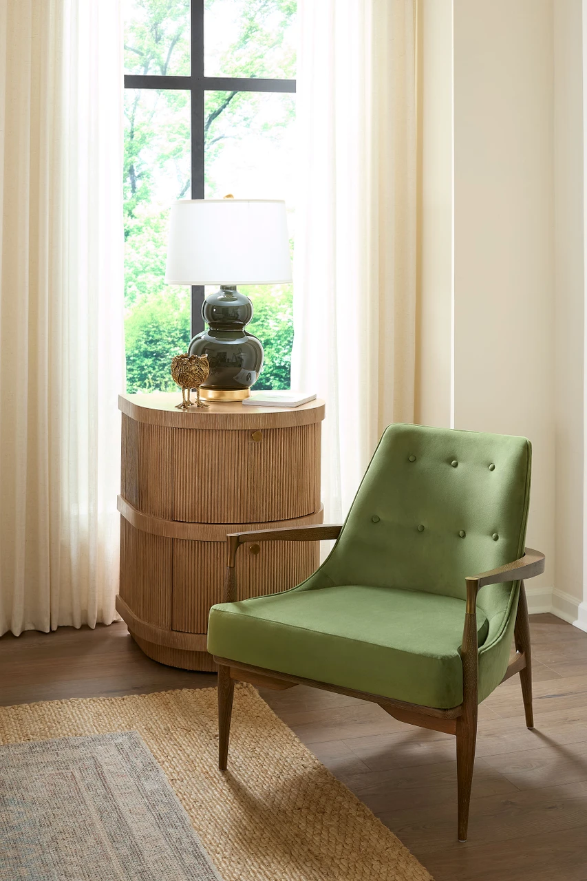 Bastian Lounge Chair, Driftwood and Forest Velvet