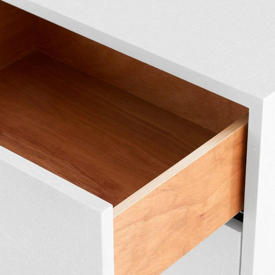 Cubik 2-Drawer Side Table, Chiffon White - Maison Vogue