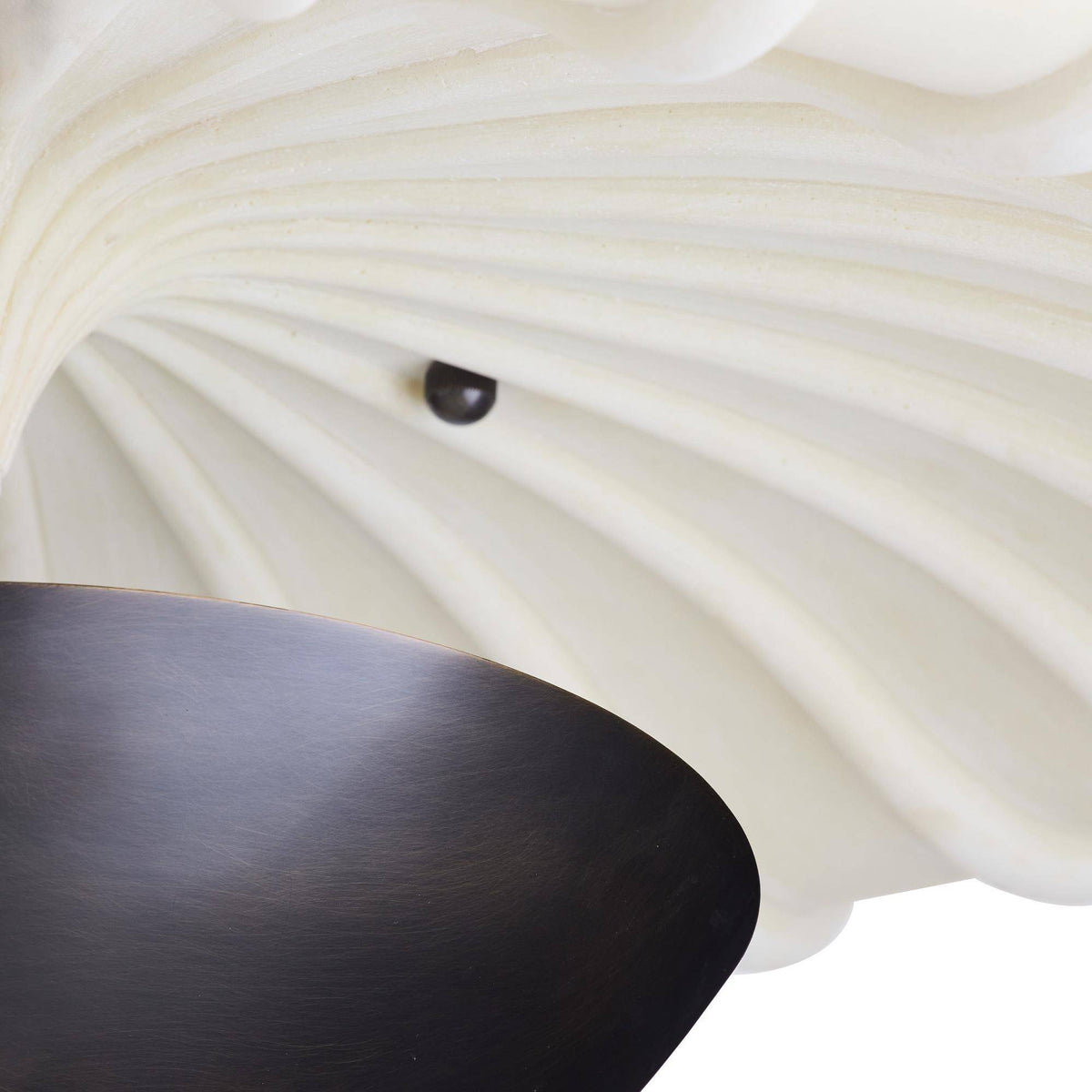 Camella Flush Mount-English Bronze Steel, Ivory Ricestone