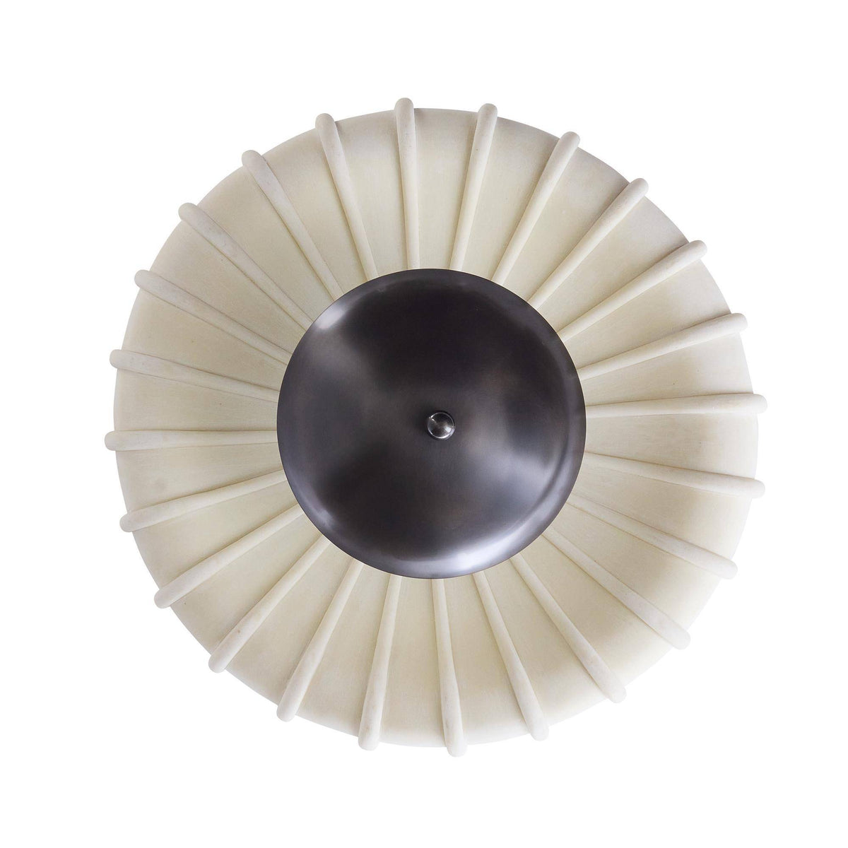 Camella Flush Mount-English Bronze Steel, Ivory Ricestone