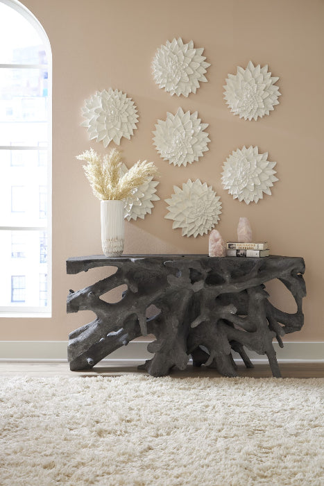 Beau Cast Root Console Table Charcoal Stone