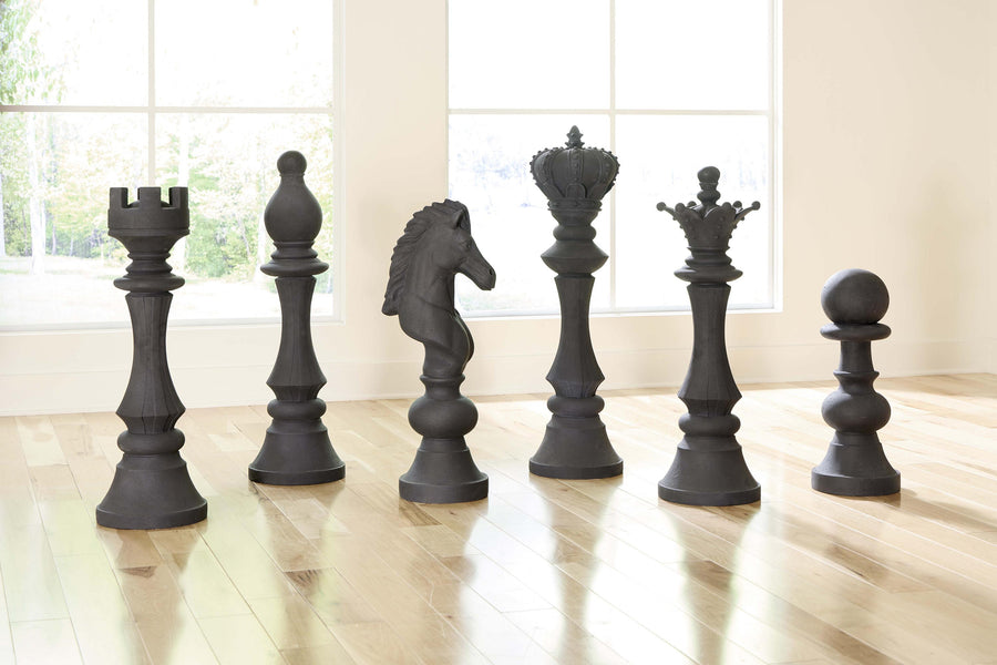 Queen Chess Sculpture, Cast Stone Black, Small