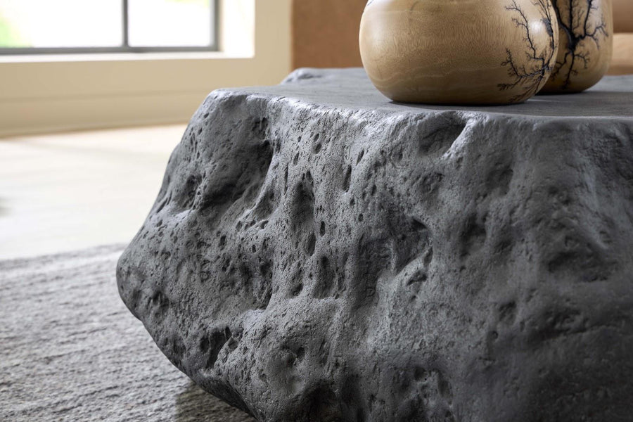 Cast Boulder Coffee Table, Charcoal Stone, Large