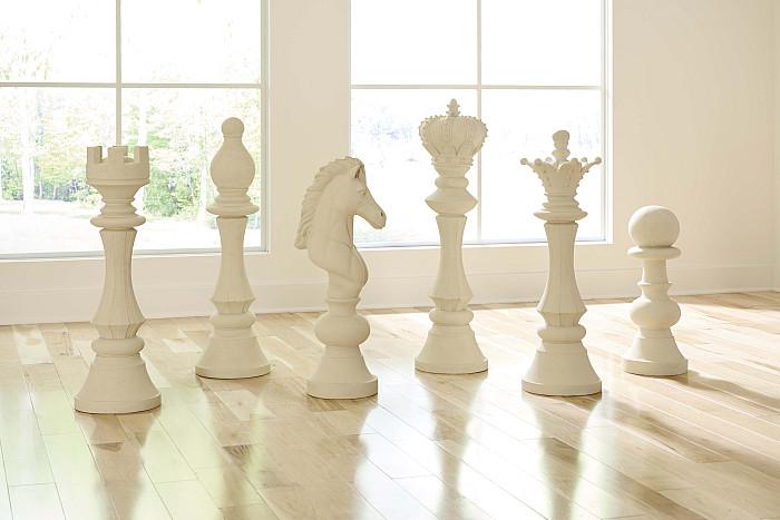 Knight Chess Sculpture, Cast Stone White, Small