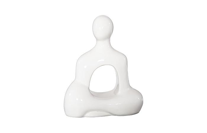 Buddha Seated Sculpture, Gel Coat White