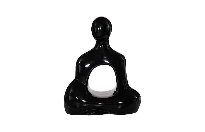 Buddha Seated Sculpture, Gel Coat Black