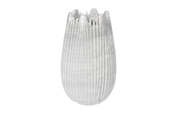 Marble Cocoon Vase, White, Large