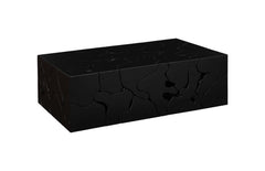 Teak Slice Coffee Table, Rectangle, Black - Maison Vogue