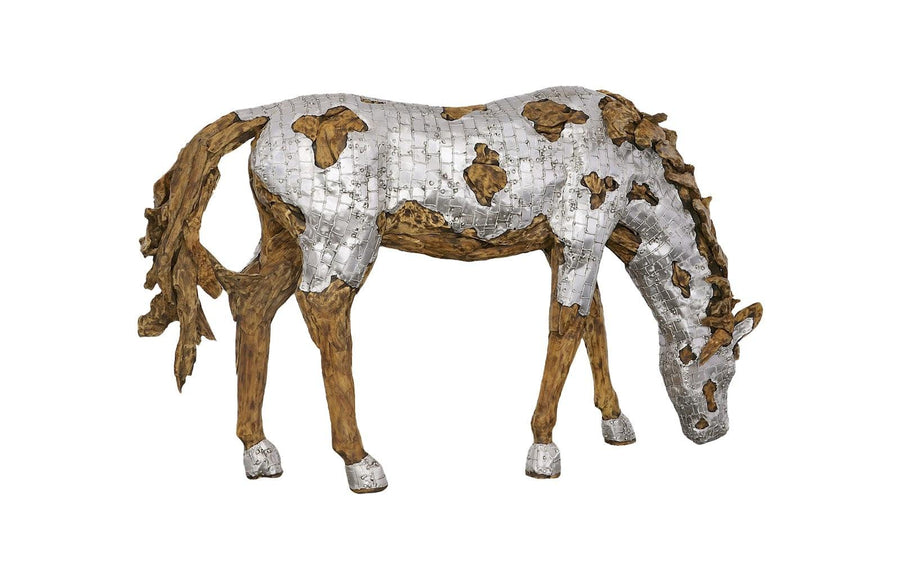 Mustang Horse Armored Sculpture Grazing - Maison Vogue