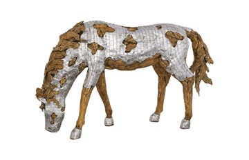 Mustang Horse Armored Sculpture Grazing - Maison Vogue