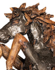 Mustang Horse Armored Sculpture Rearing, Natural Bronze Finish