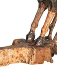 Mustang Horse Armored Sculpture Rearing, Natural Bronze Finish