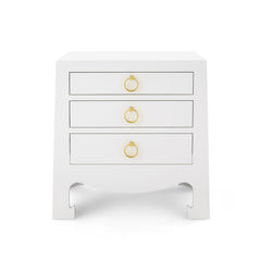 Jacqui 3-Drawer Side Table, White Lacquered Wood