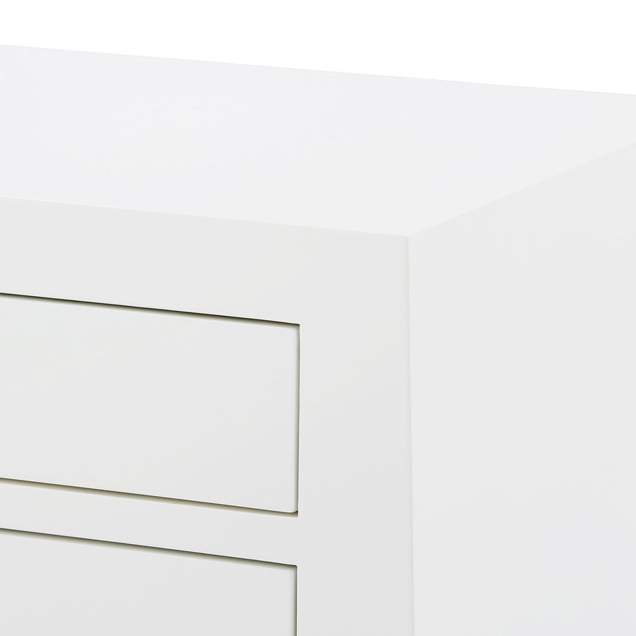Jacqui 3-Drawer Side Table, White Lacquered Wood