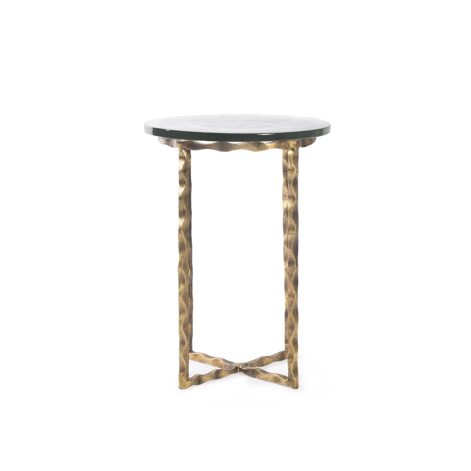 Kyra Accent Table, Antique Brass