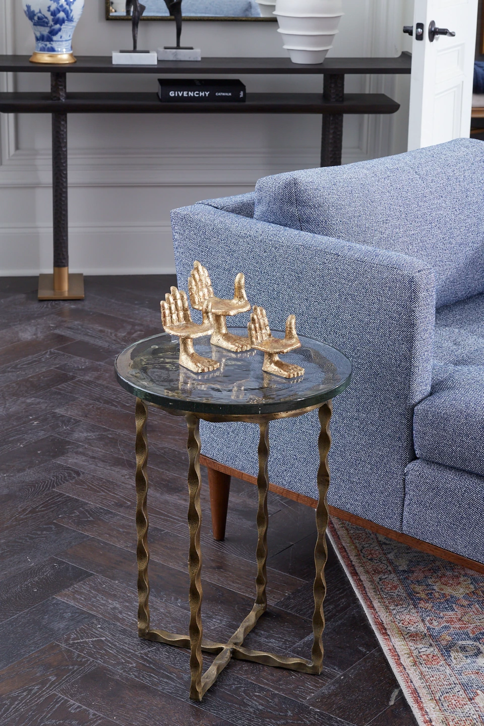 Kyra Accent Table, Antique Brass