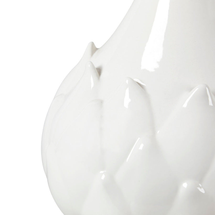 Lotus Lamp with Shade 16-inch White Linen, with Nickel, Cloud Nine