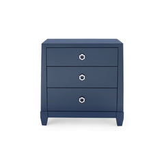 Madison 3-Drawer Side Table, Navy Blue Lacquer