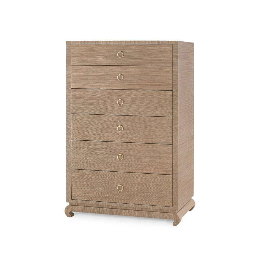 Ming Tall 6-Drawer, Flax Brown