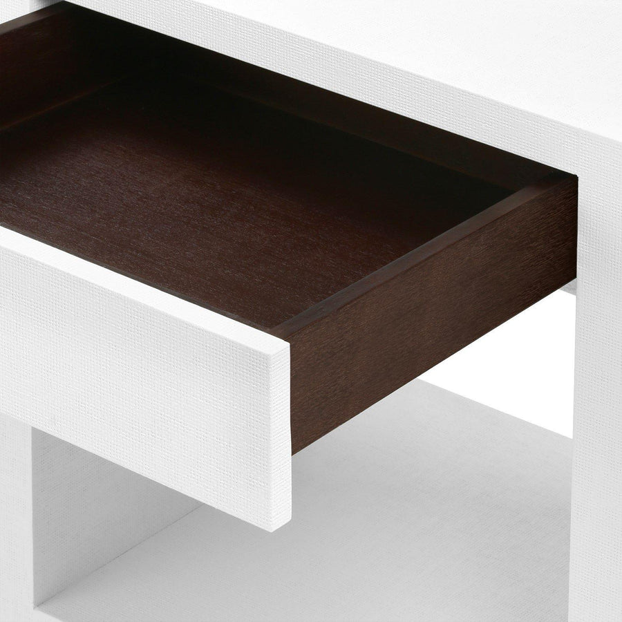 Morgan 1-Drawer Side Table, Chiffon White - Maison Vogue