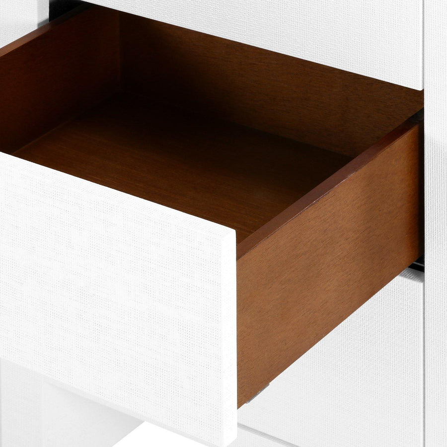 Morgan 3-Drawer Side Table, Chiffon White - Maison Vogue