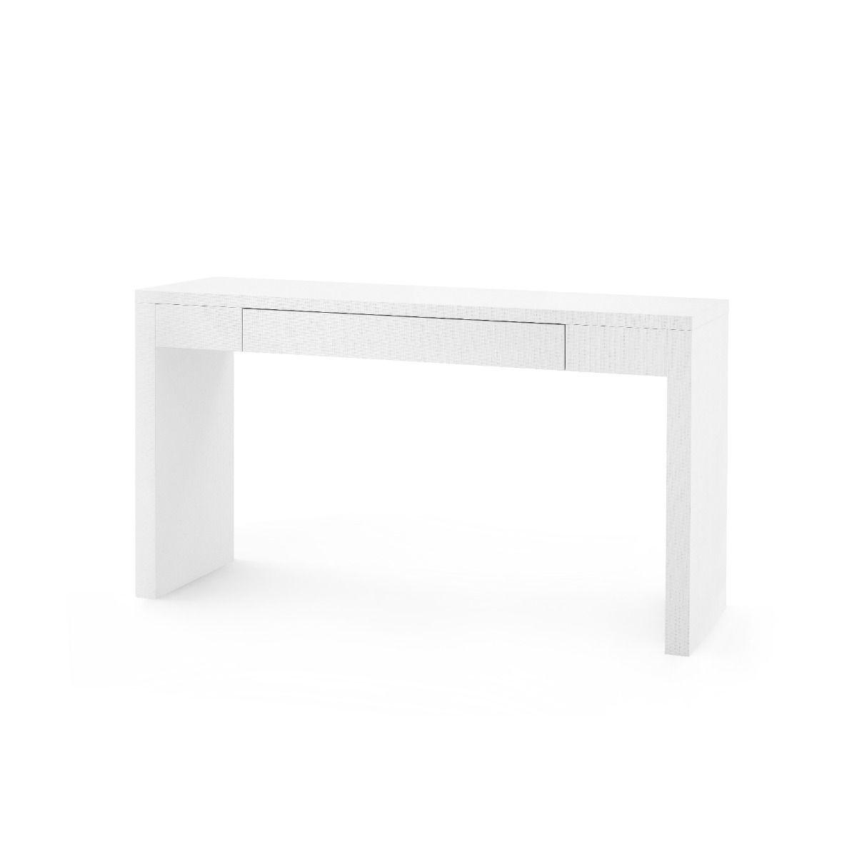 Morgan Large Grasscloth Console Table, Chiffon White - Maison Vogue