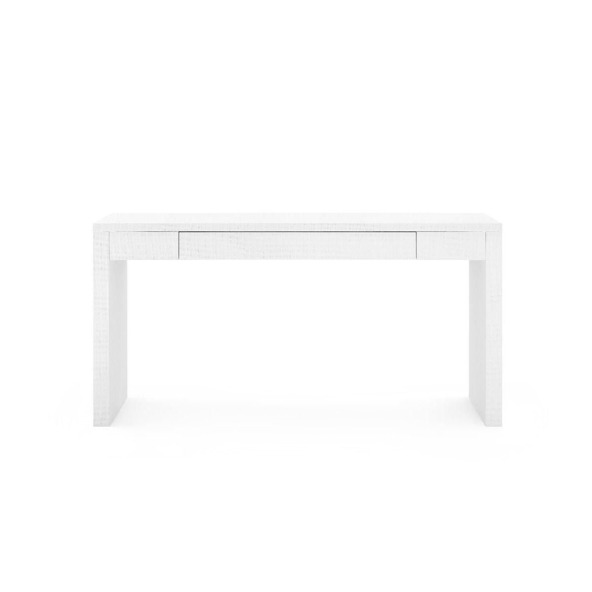 Morgan Large Grasscloth Console Table, Chiffon White - Maison Vogue