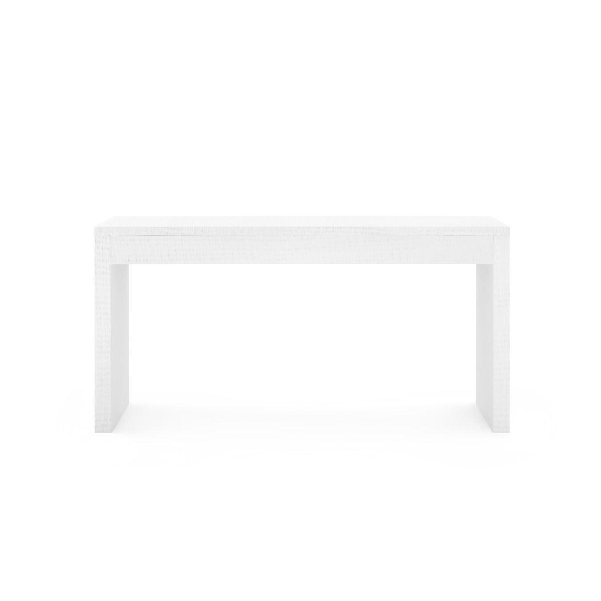 Morgan Large Grasscloth Console Table, Chiffon White - Maison Vogue
