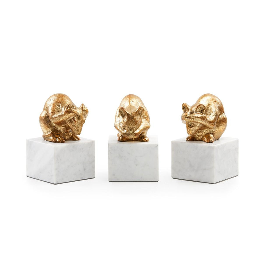 Mouse Statue Set of 3, Gold Leaf