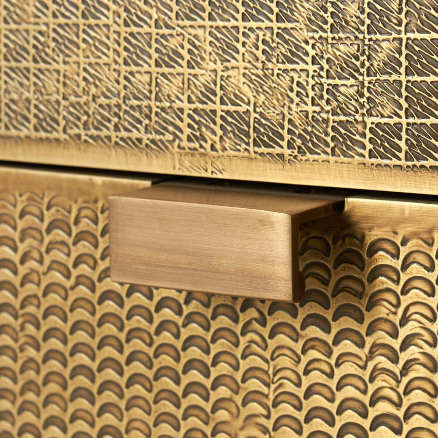 Mark 3-Drawer Side Table, Antique Brass