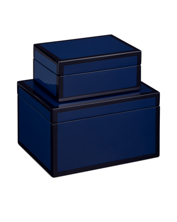 Navy Lacquer Box Set of 2