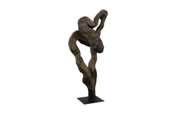 Cast Teak Root Sculpture Resin, Bronze