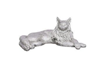 Cat Sculpture Silver Leaf