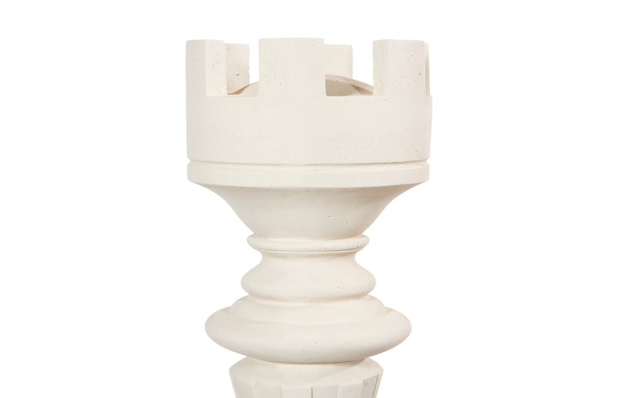 Rook Chess Sculpture Cast Stone White
