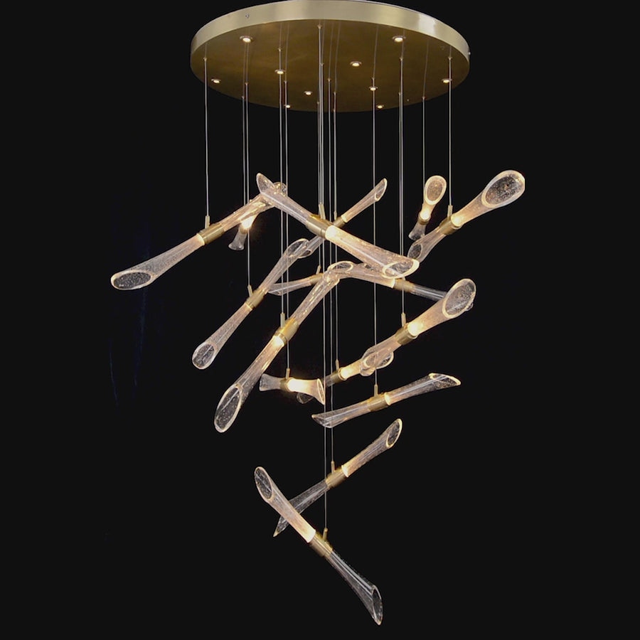 Rhapsody Fluted and Seeded Glass Tubes Chandelier