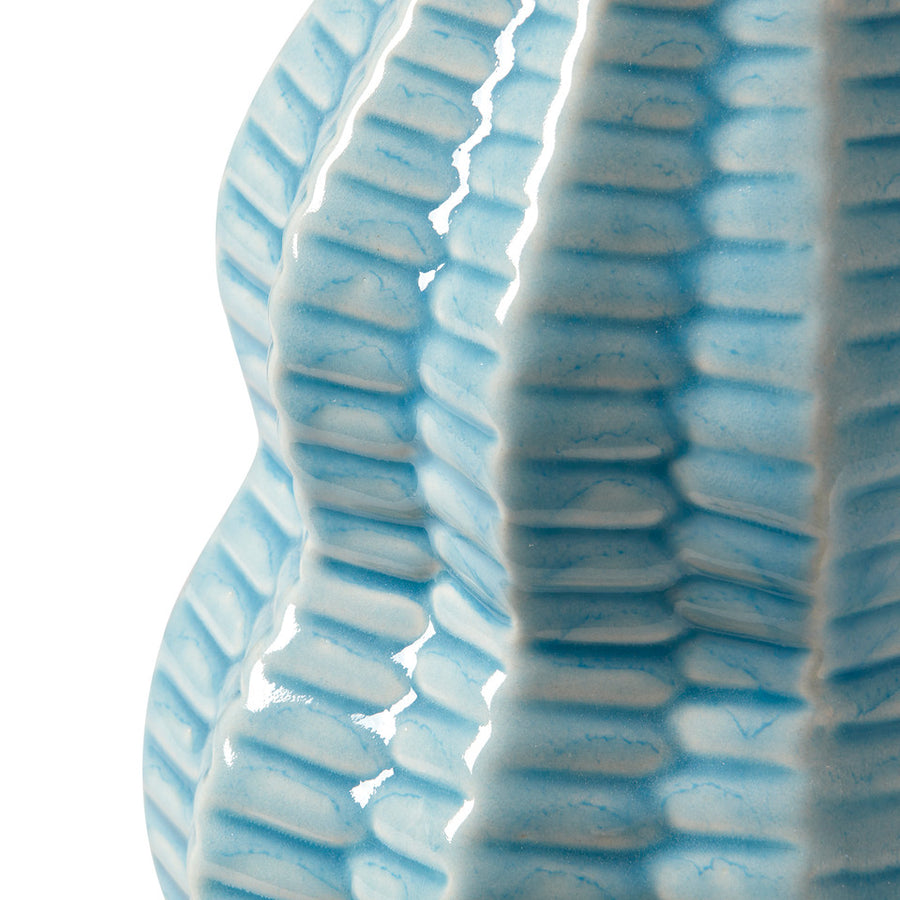 Quinn Lamp with Shade 17-inch White Linen, with Nickel, Waterfall Blue