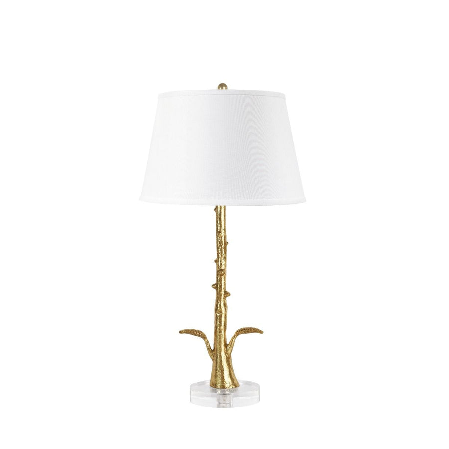 Rama Lamp with Shade 16-Inch White Linen, with Gold, Gold Leaf