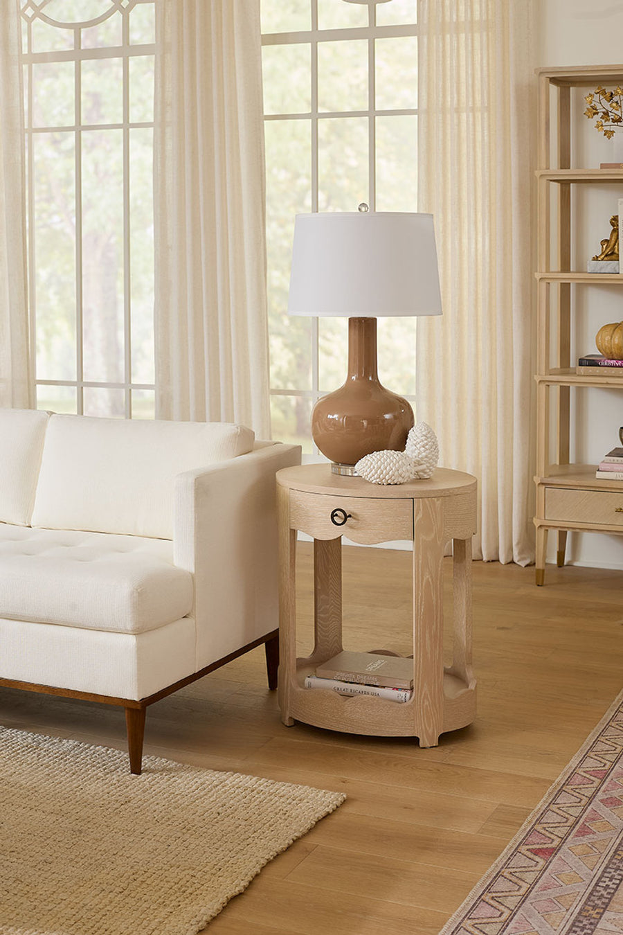 Scarlett 1-Drawer End Table, Sand