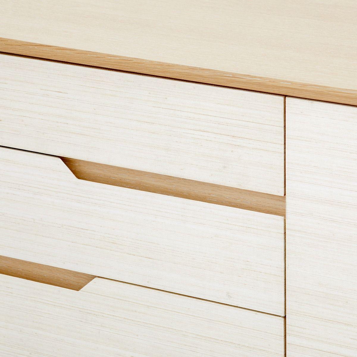 Simon 3-Drawer &amp; 4-Door Cabinet, Light Natural Shimmer - Maison Vogue