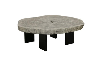 Floating Coffee Table with Black Legs Gray Stone, Size Varies - Maison Vogue
