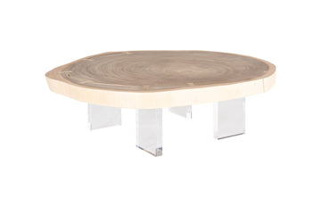Floating Coffee Table with Acrylic Legs Bleached , Size Varies