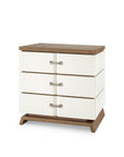 Tristan 3-Drawer Side Table, Sand White, Sesame Finish Oak Veneer