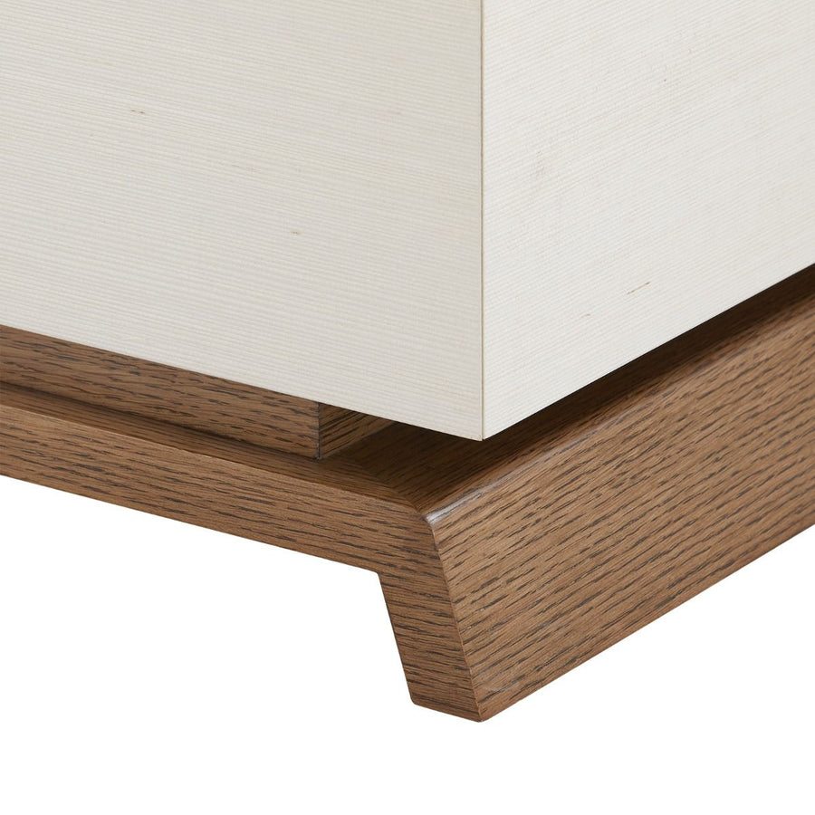 Tristan 3-Drawer Side Table, Sand White, Sesame Finish Oak Veneer