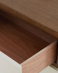 Tristan 3-Drawer Side Table, Sand White, Sesame Finish Oak Veneer