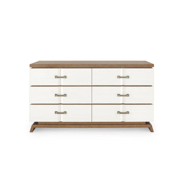 Tristan 6-Drawer. Sand White, Sesame Finish Oak Veneer