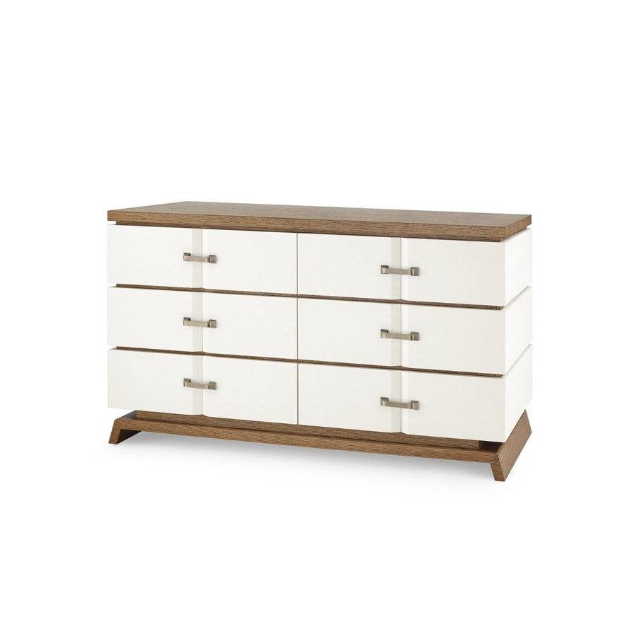 Tristan 6-Drawer. Sand White, Sesame Finish Oak Veneer