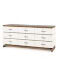 Tristan Extra Wide Large 9-Drawer, Sand White, Sesame Finish Oak Veneer