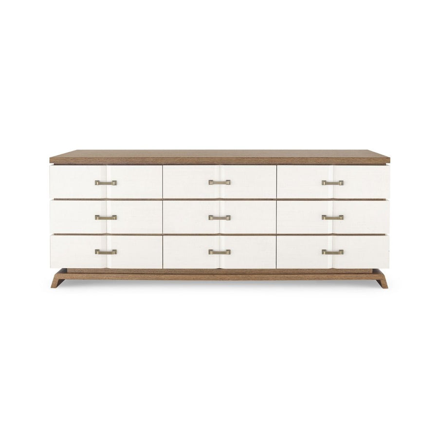 Tristan Extra Wide Large 9-Drawer, Sand White, Sesame Finish Oak Veneer